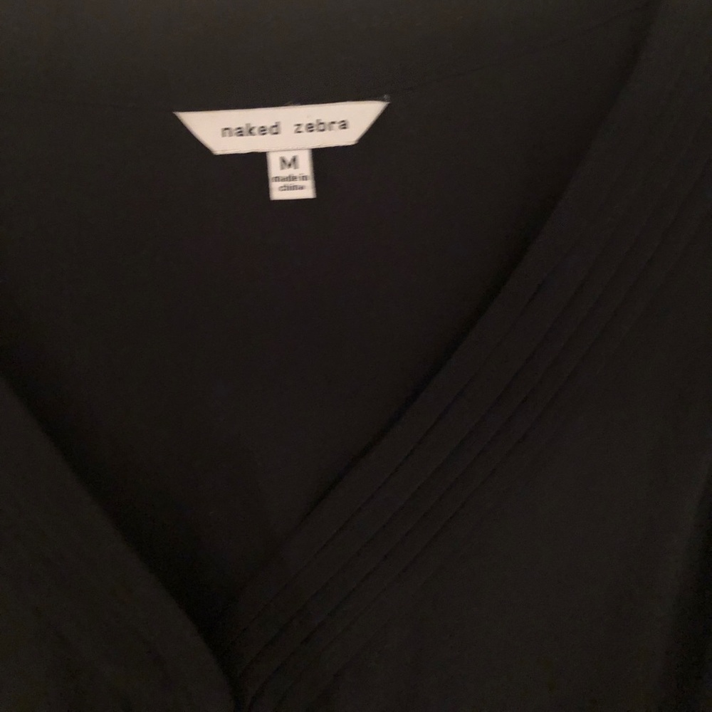 Naked Zebra VNeck Snap Front Top Blouse Black - Picture 5 of 8